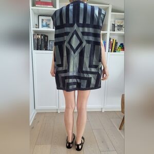 Black and Olive Geometric Panel Mini Dress